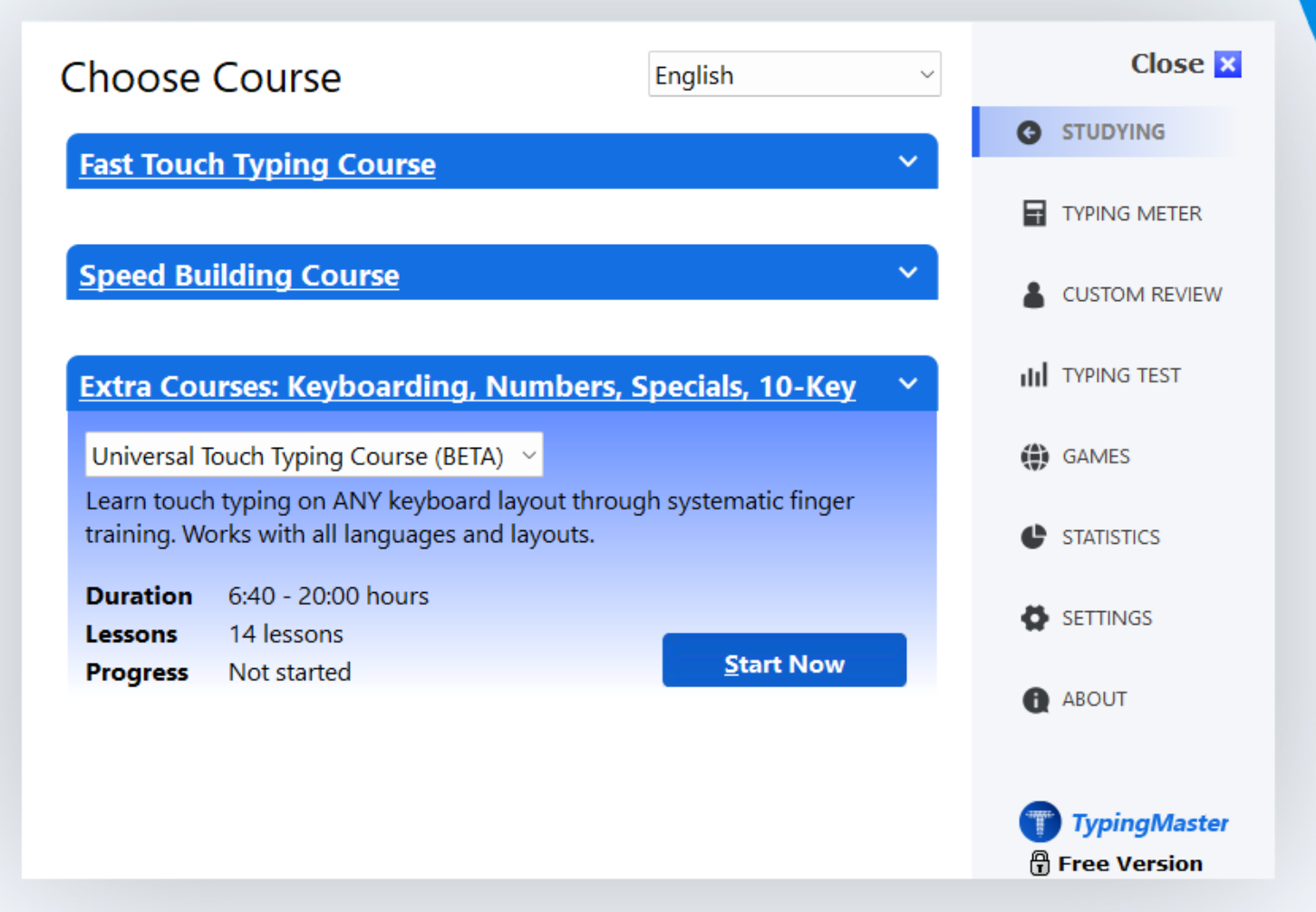 Universal Course Selection